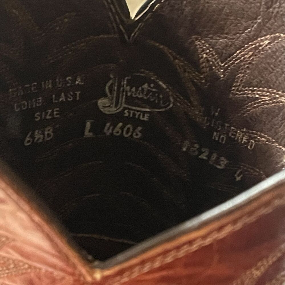 Justin Boots Women’s Size 6.5 B Western Cowgirl Brown Leather Pointed Toe L4606 - Picture 9 of 9